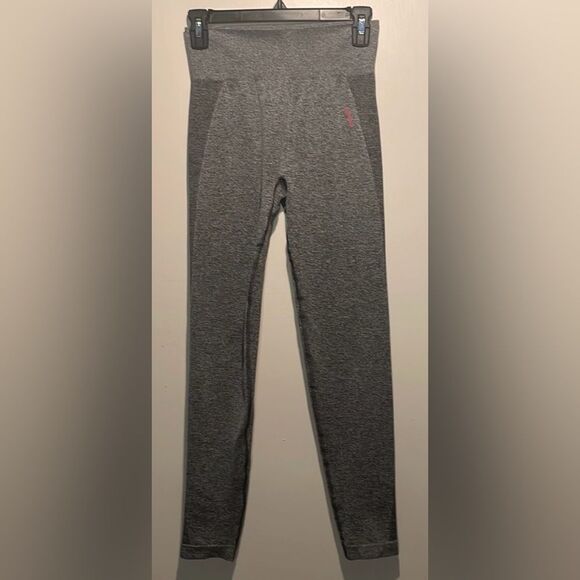 Gymshark- Flex Leggings in Grey with Pink Accent Logo Letters- Size Small - Picture 1 of 6